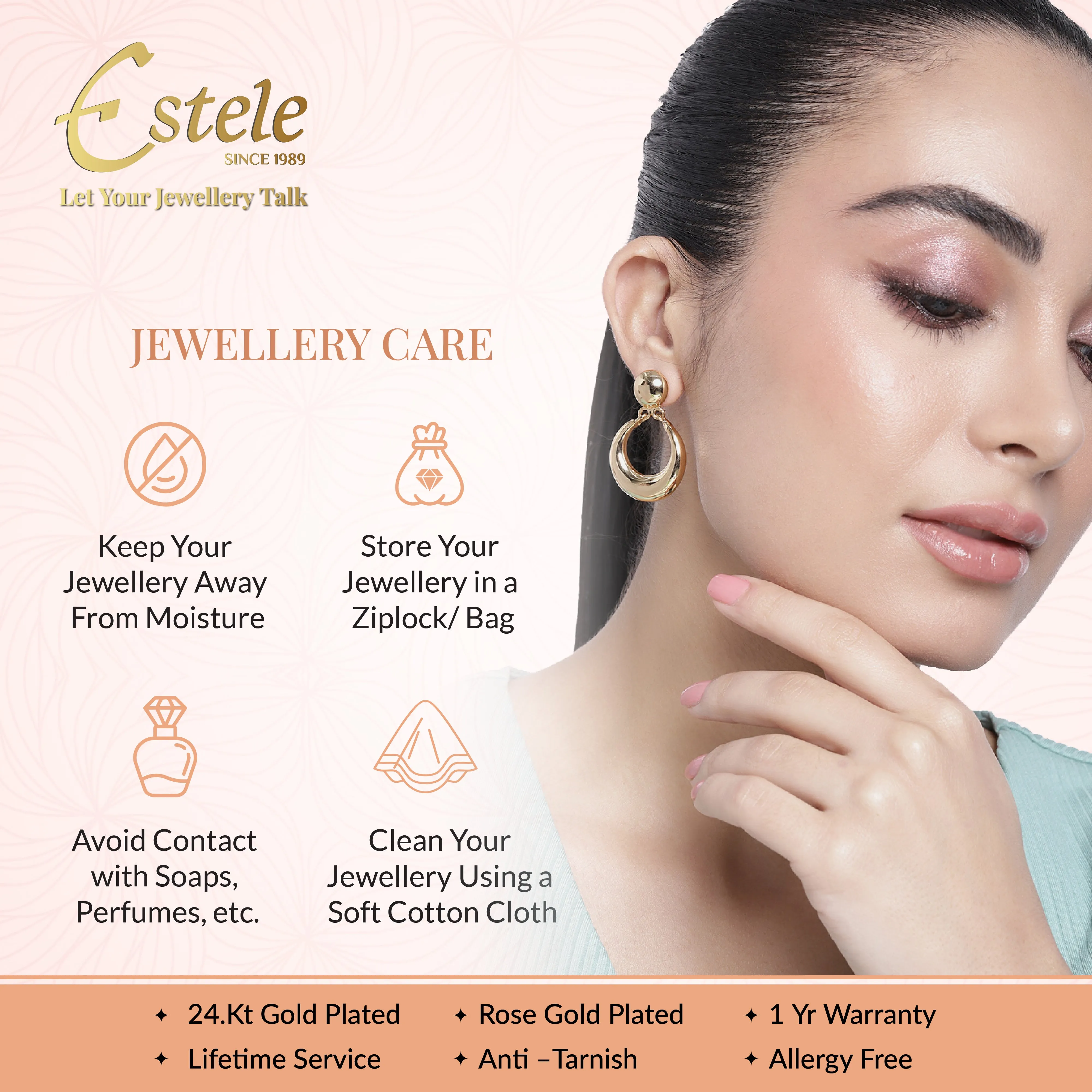 Estele Gold Plated Modern Fashionable & Fancy Demifine Stud Earrings for Girls and women