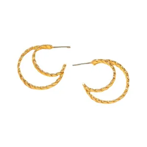 European and American Double-Layer C-Shaped Metal Earrings - Vienna Verve Collection