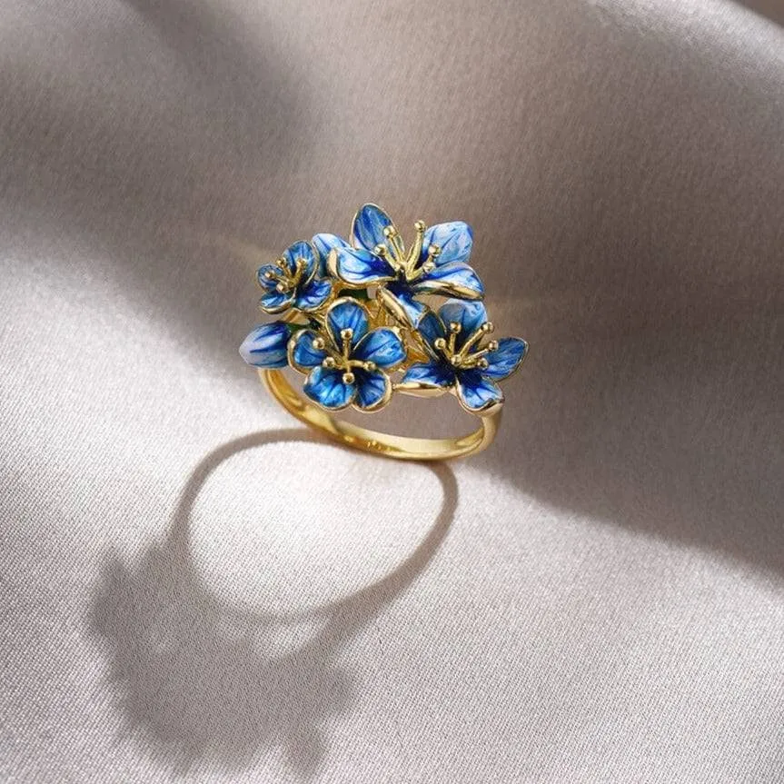 Exquisite Enamel Flower Ring