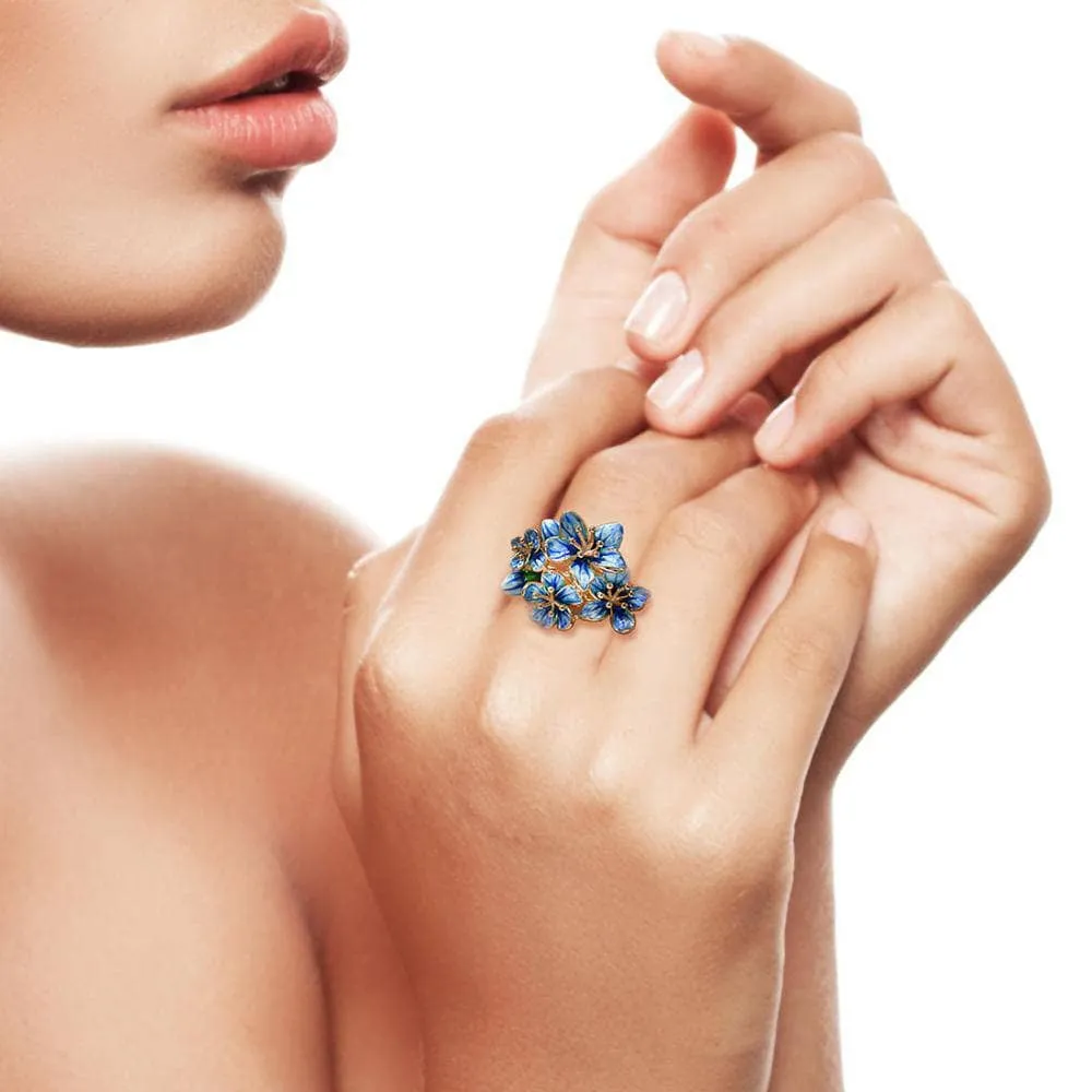 Exquisite Enamel Flower Ring