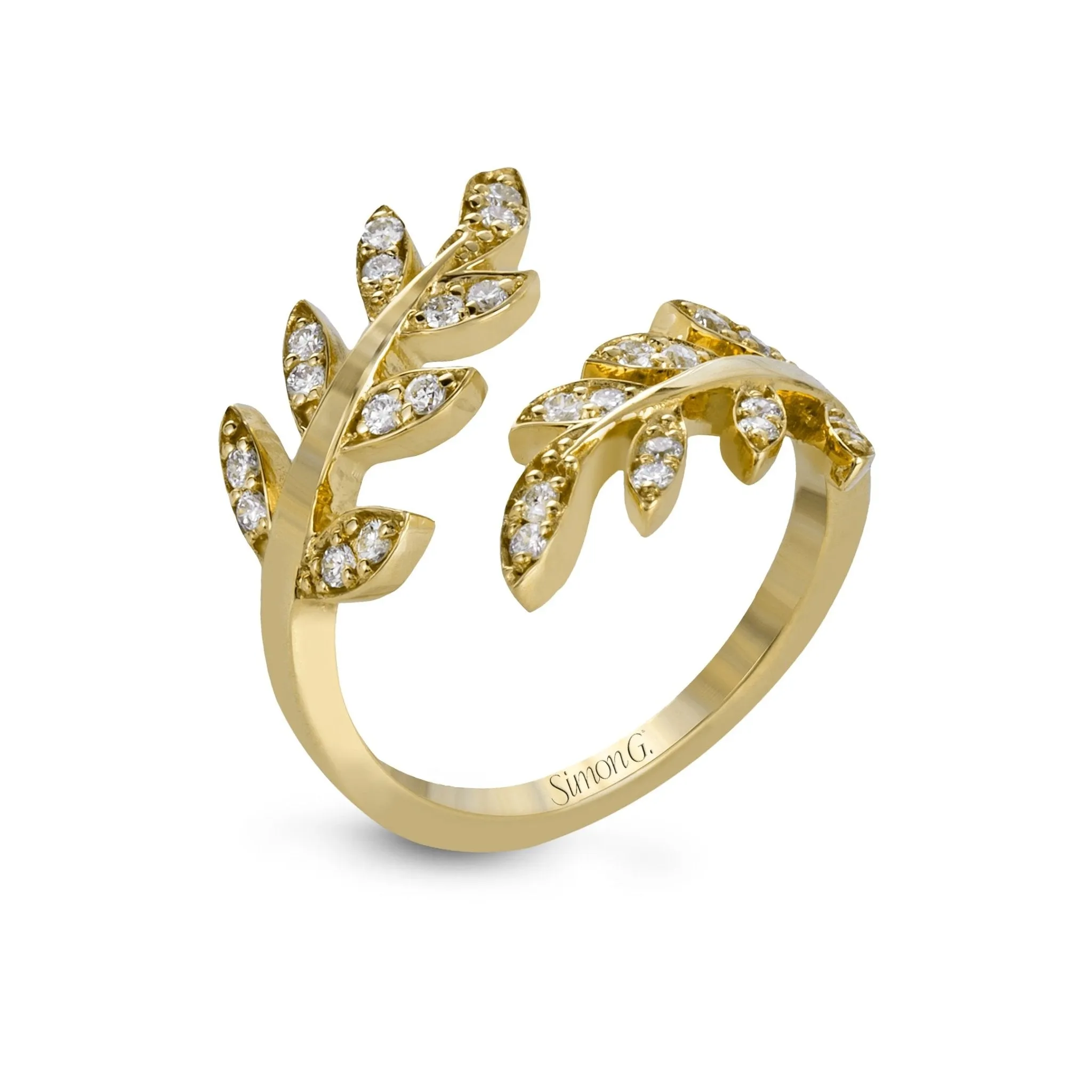 Fallen Leaves Fashion Ring In 18k Gold With Diamonds