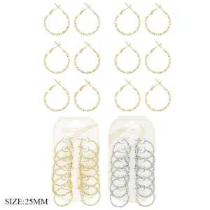 Fashion 6PR Hoop Earrings 0551GS (12 units)