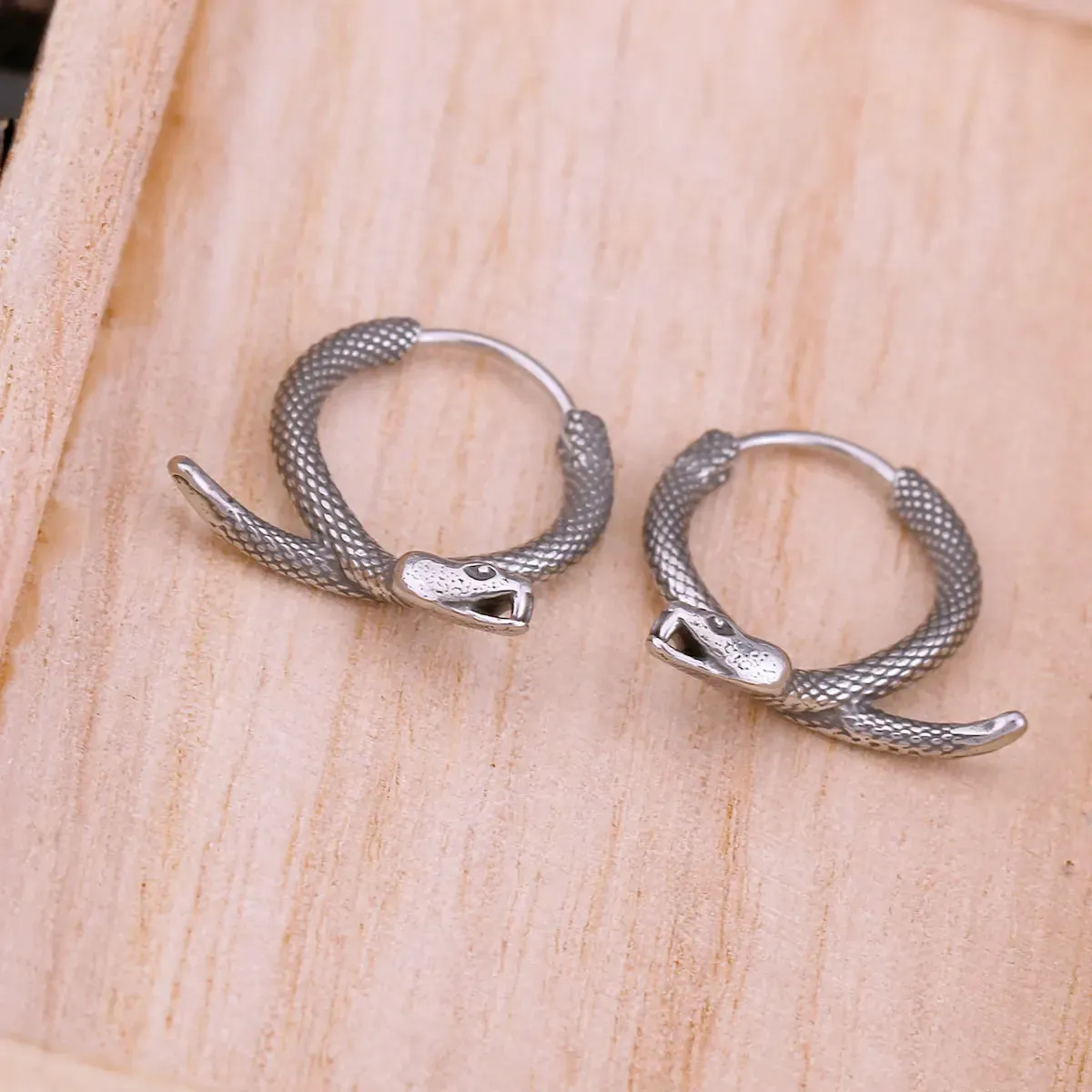 Fashion Viking Street Tail Snake Stainless Steel Earrings