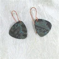 Fern Patina Copper Guitar Pick Earrings