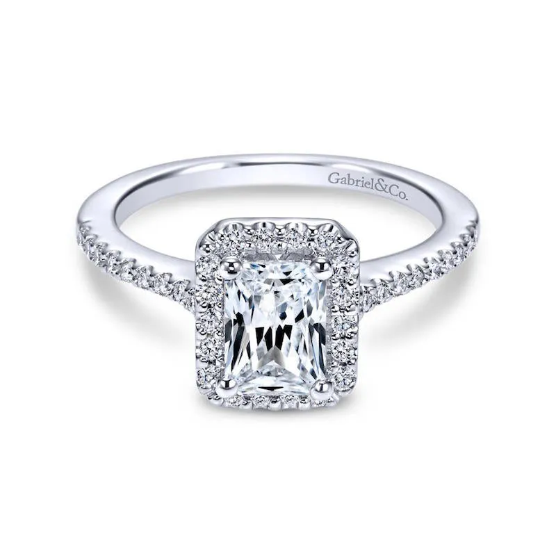 Gabriel & Co. 14k White Gold Contemporary Halo Diamond Engagement Ring