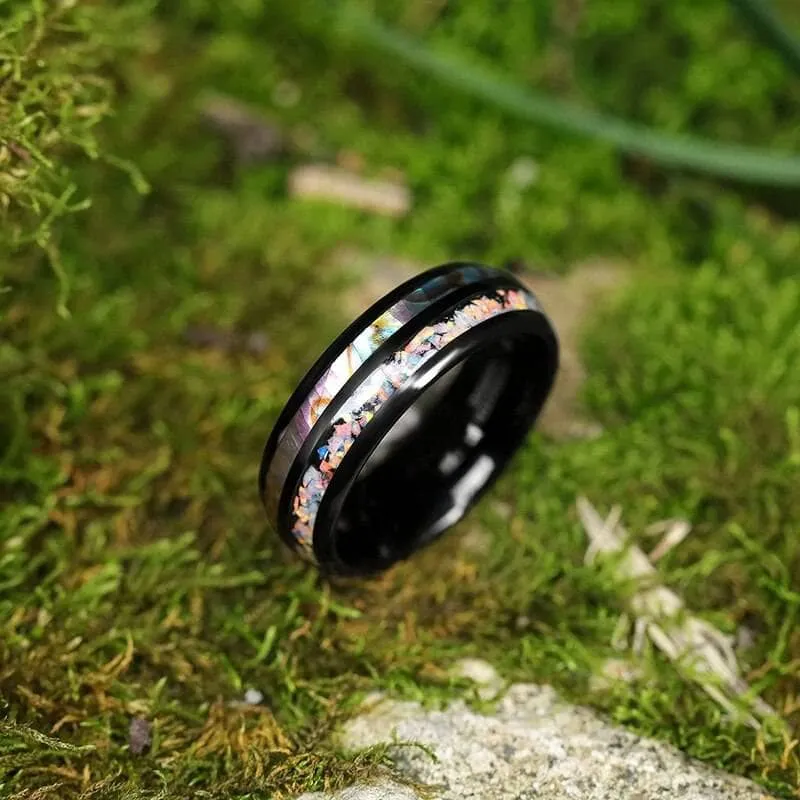 Galaxy Opal & Abalone Shell Men's Tungsten Wedding Band