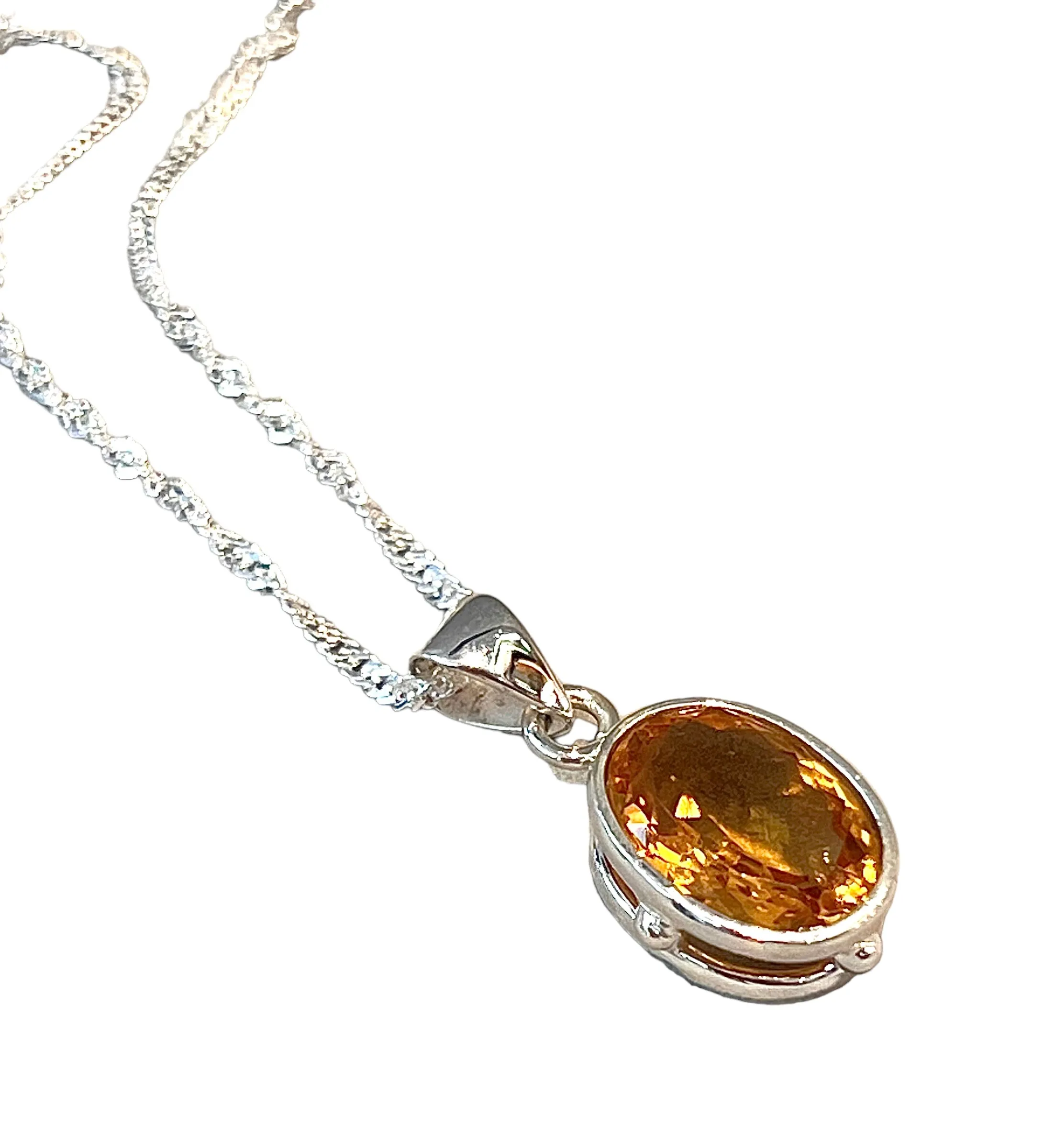 Genuine Citrine Gemstone Pendant Necklace