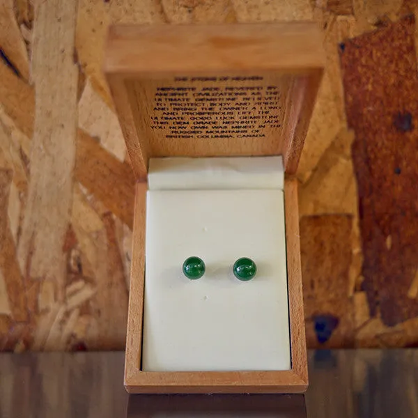 Genuine Jade Classic 8mm Ball Earrings on Sterling Silver Studs