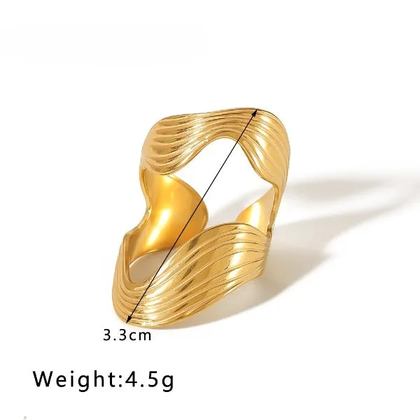 Geometric Hollowed Style Gold Ring JLTR0441