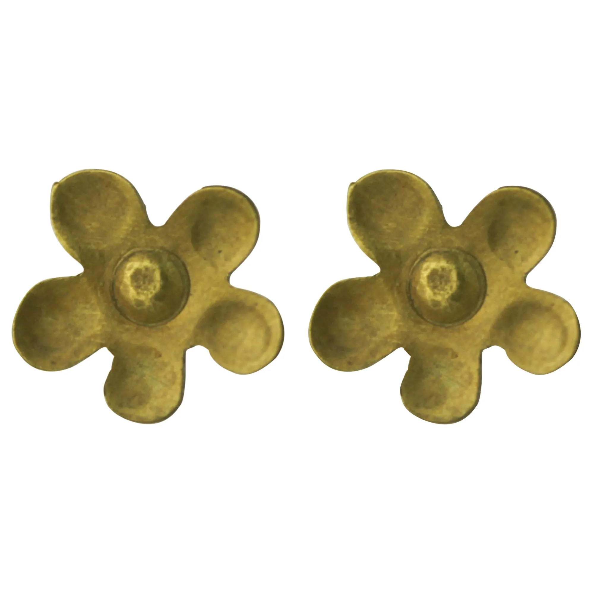 Gia Flower Post Earring, Brass