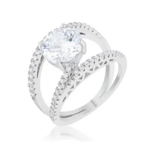 Girana 3ct Clear CZ Rhodium Contemporary Ring