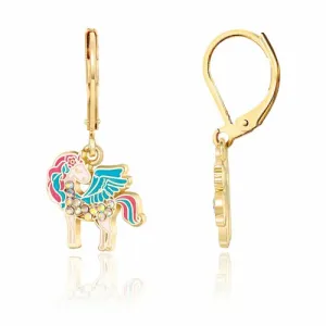 Girl Nation Crystal Unicorn Magic Enamel Lever Back Earrings