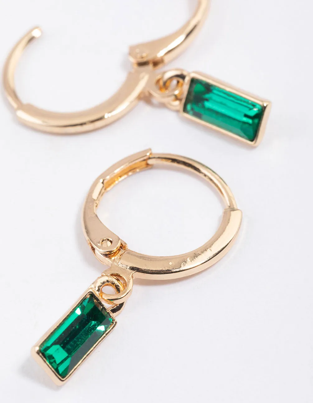 Gold Baguette Huggie Hoop Earrings & Polishing Set