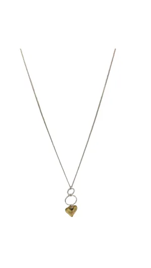 GOLD HEART DOUBLE SILVER CIRCLE NECKLACE