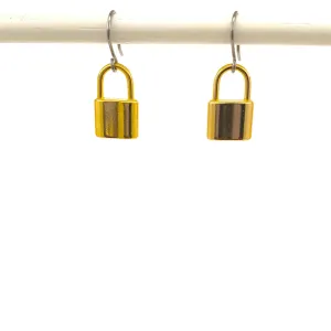 Gold Padlock Earrings