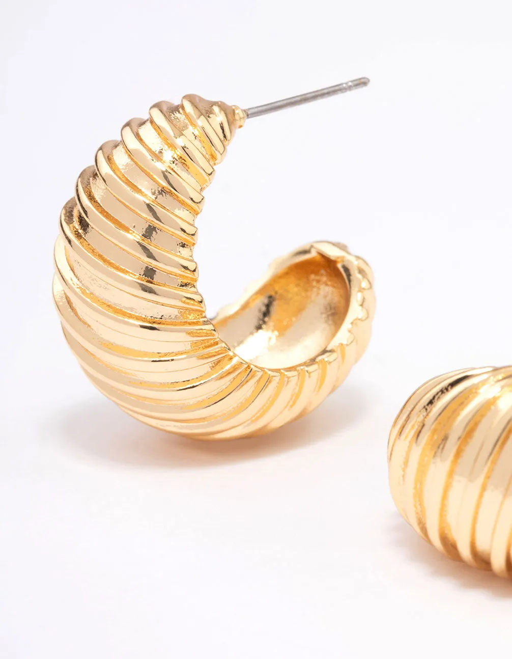 Gold Plated Bold Croissant Hoop Earrings