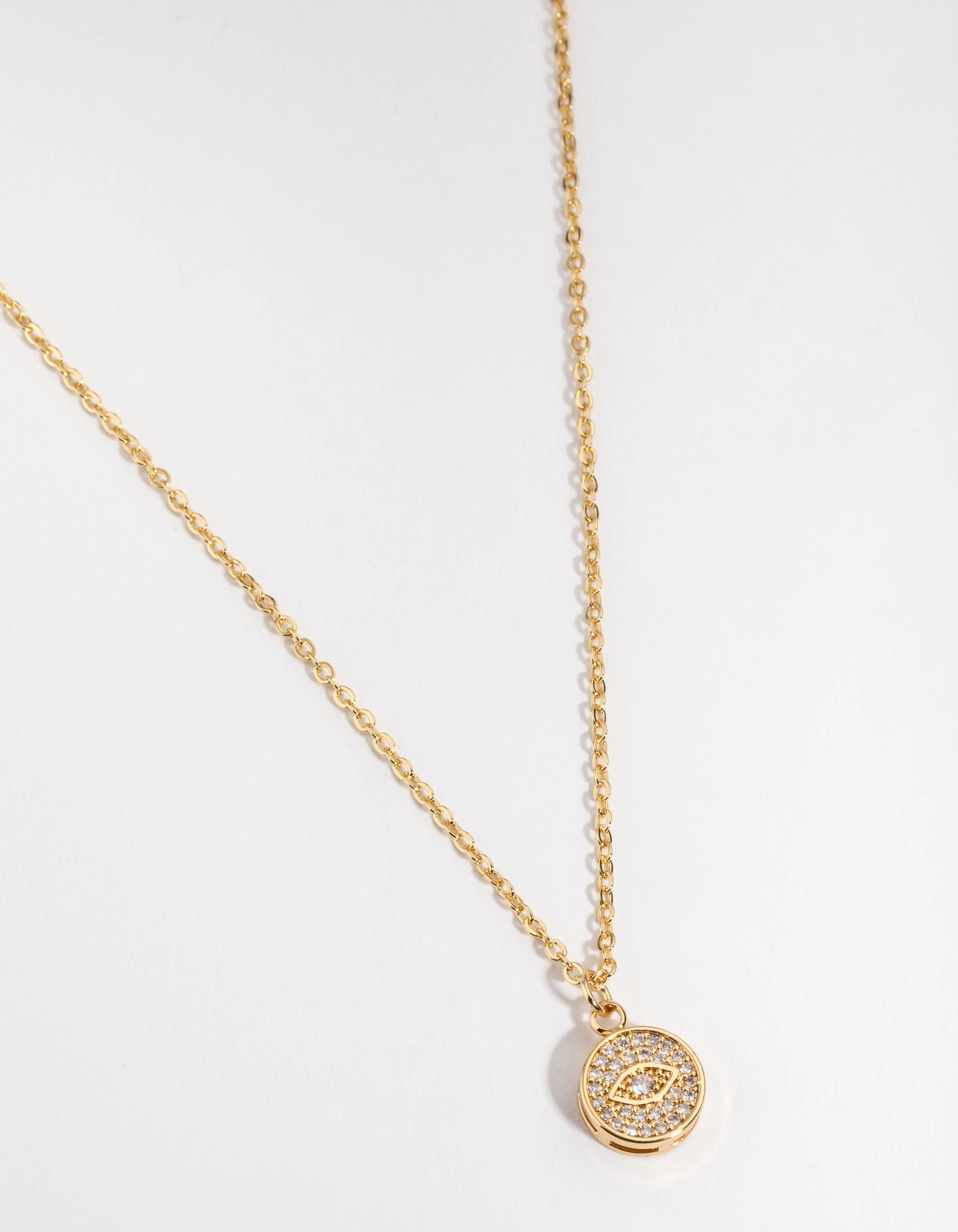 Gold Plated Diamante Evil Eye Necklace