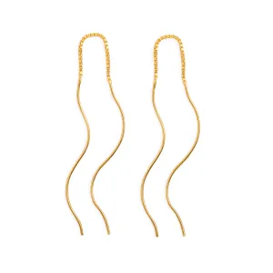 Gold Wavy Threader Earrings