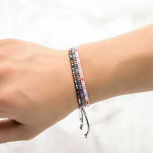 Hand-woven colorful rice bead bracelet adjustable bracelet