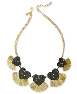 Inc Gold-Tone Resin Hearts and Fringe Statement Necklace, 18   3 Extender