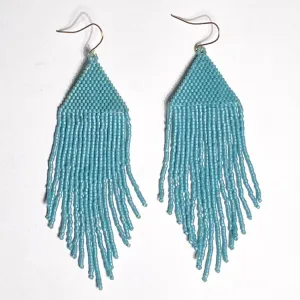 Ivy Teal Blue Fringe Earrings