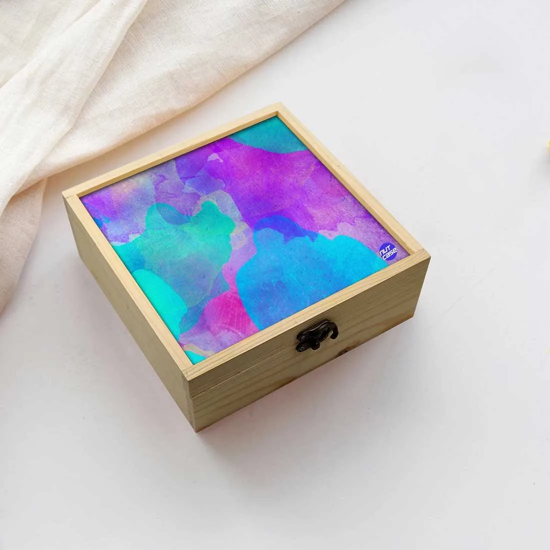 Jewellery Box Makepup Organizer -  Blue Purple Watercolor