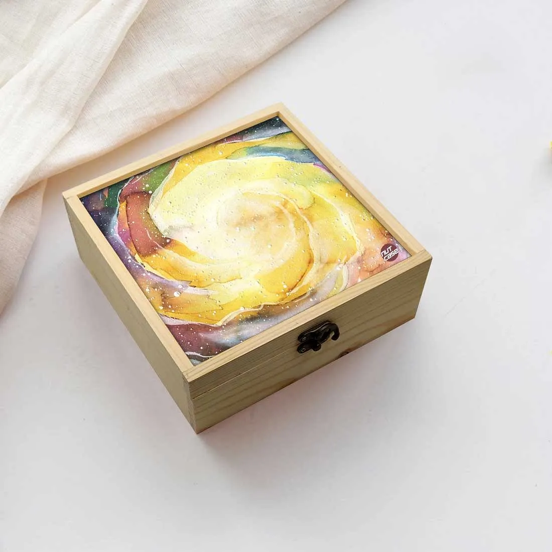 Jewellery Box Makepup Organizer -  Space Yellow Watercolor