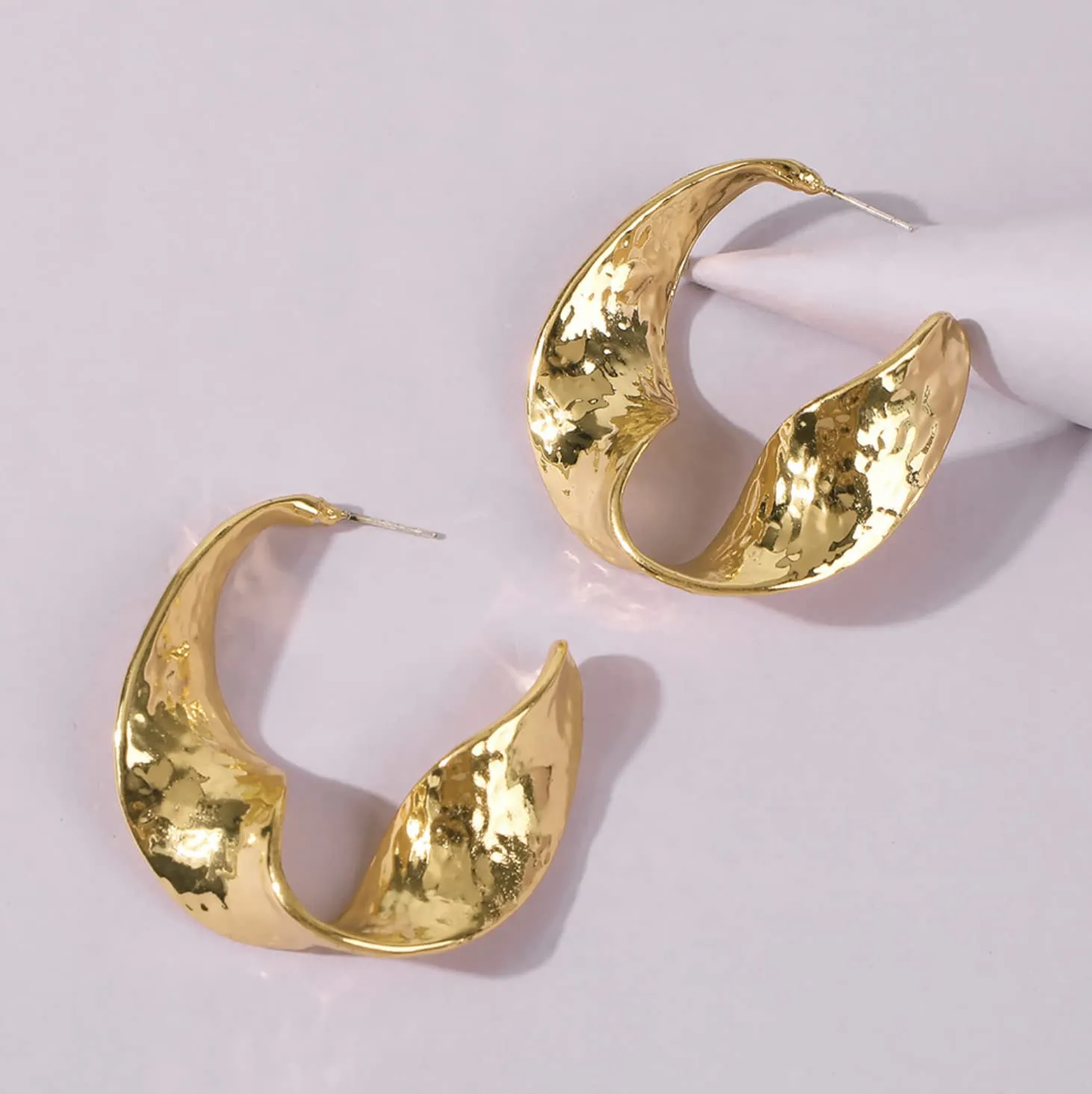 Joker & Witch Twisted Hammerd Bold Gold Earrings for Women