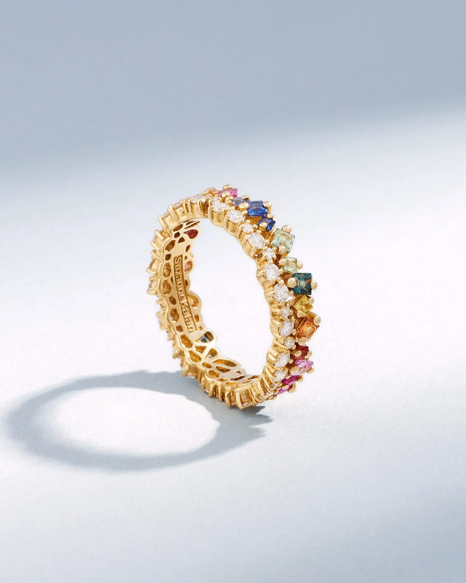 La Fantaisie Short Stack Rainbow Sapphire Eternity Band