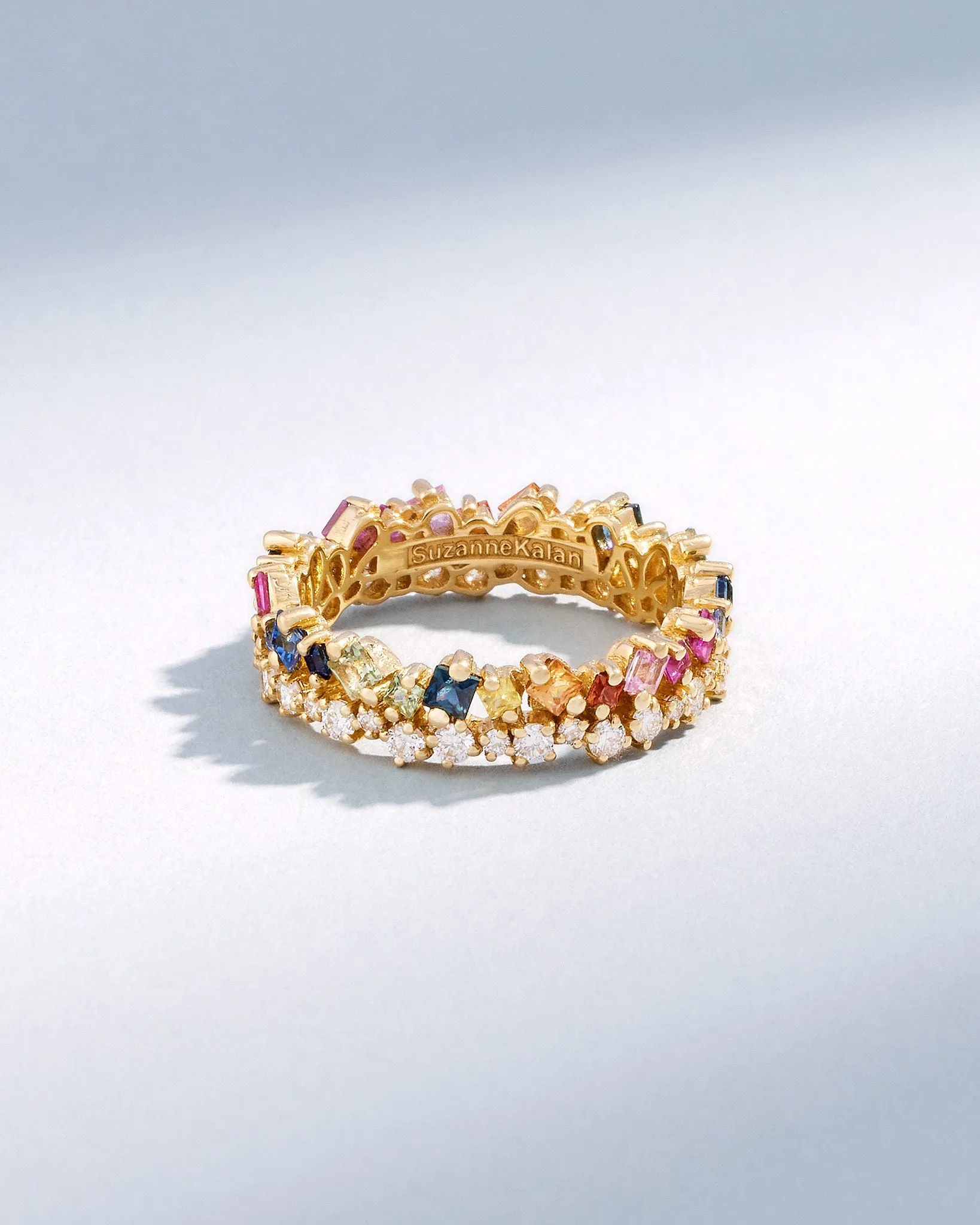 La Fantaisie Short Stack Rainbow Sapphire Eternity Band