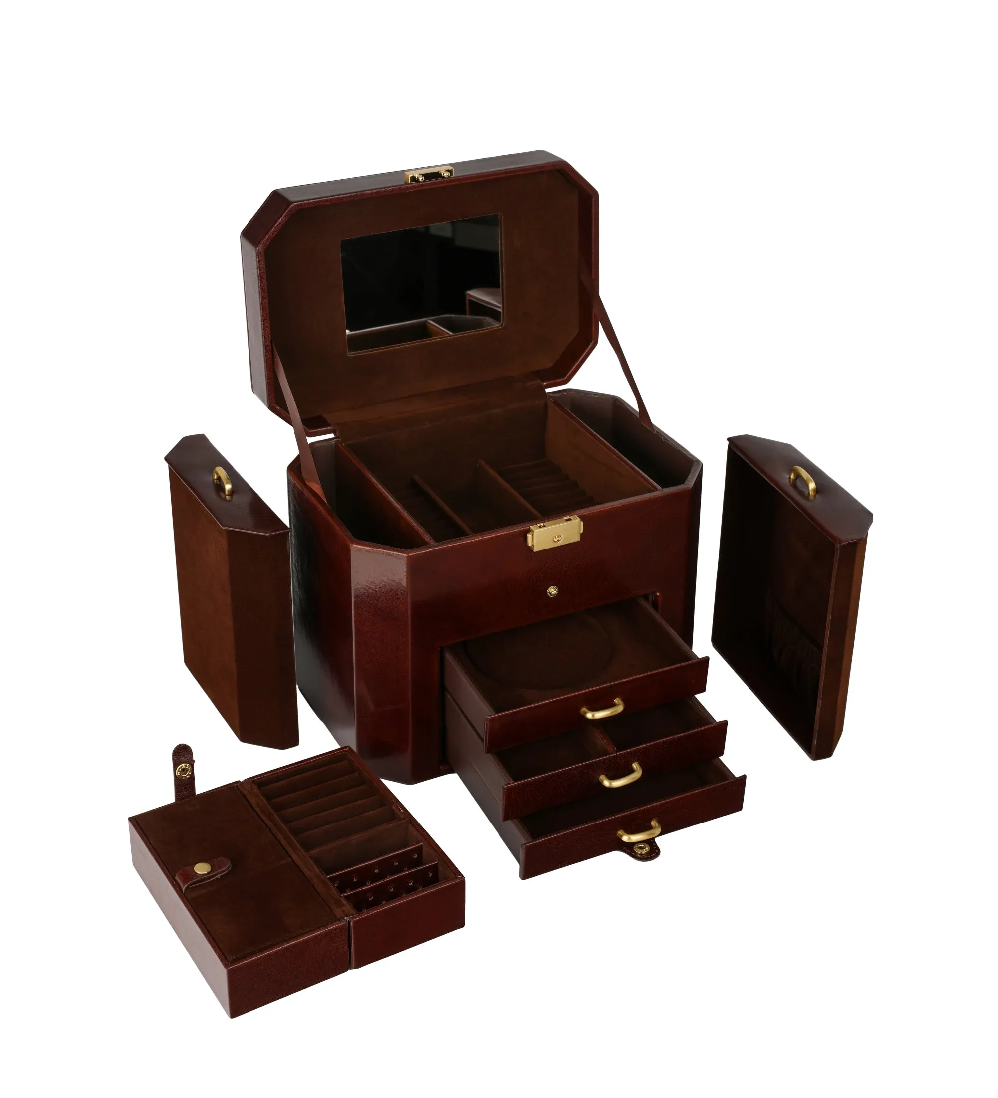 Large Leather Jewelry Box for Women - A Handful of Dust