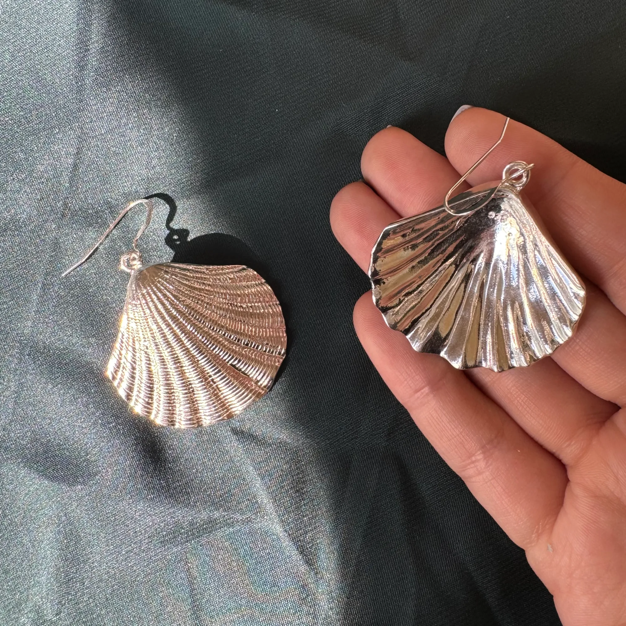 Large Scallop Shell .925 Sterling Silver Earrings