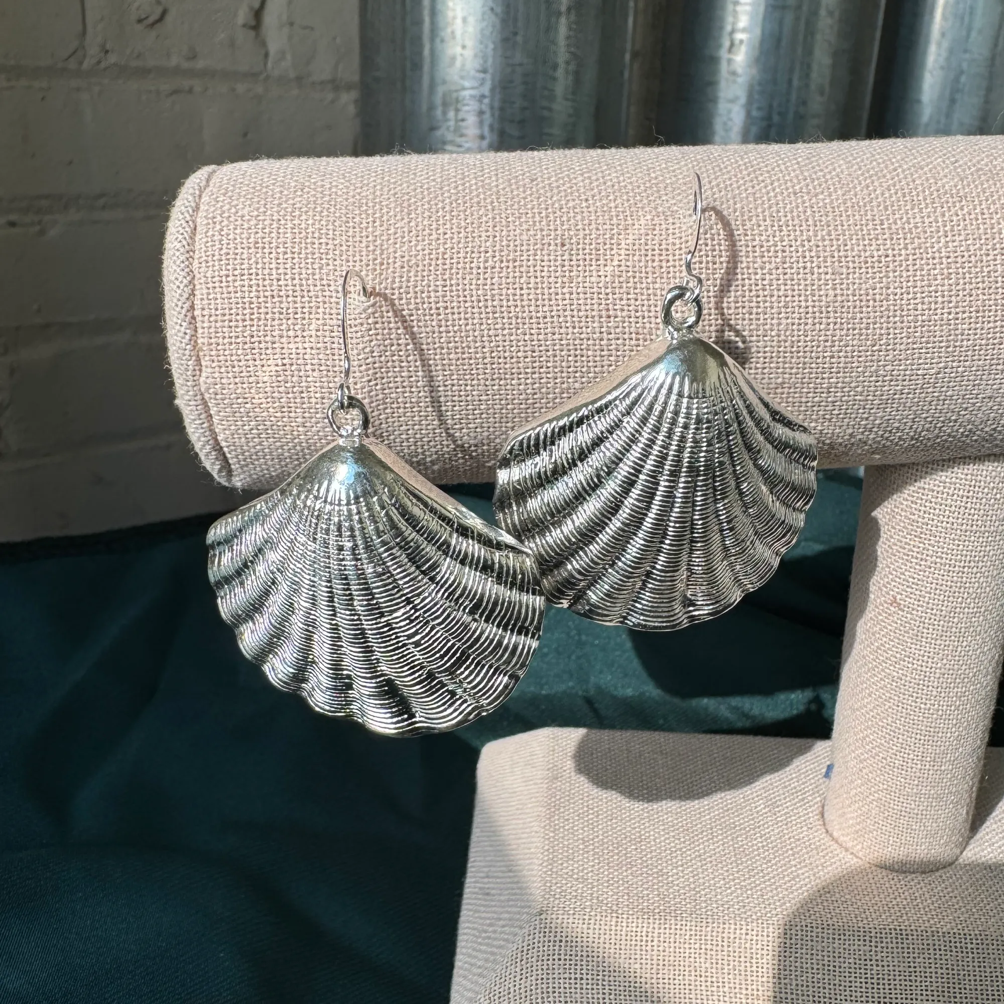 Large Scallop Shell .925 Sterling Silver Earrings