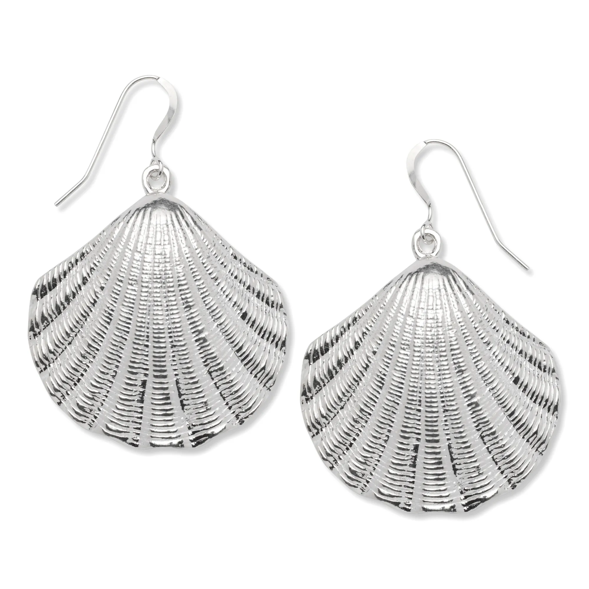 Large Scallop Shell .925 Sterling Silver Earrings