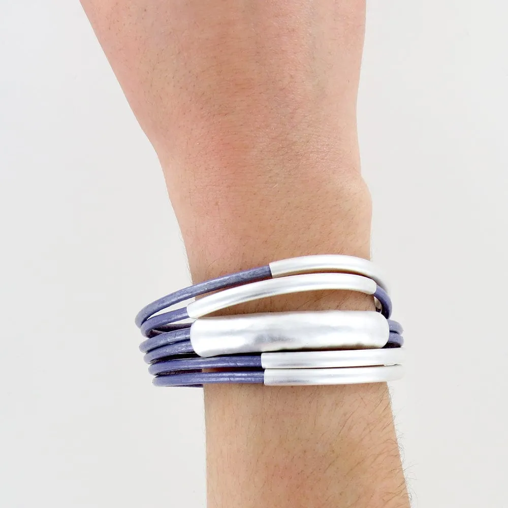 LAVENDER TUBE MATTE SILVER BRACELET