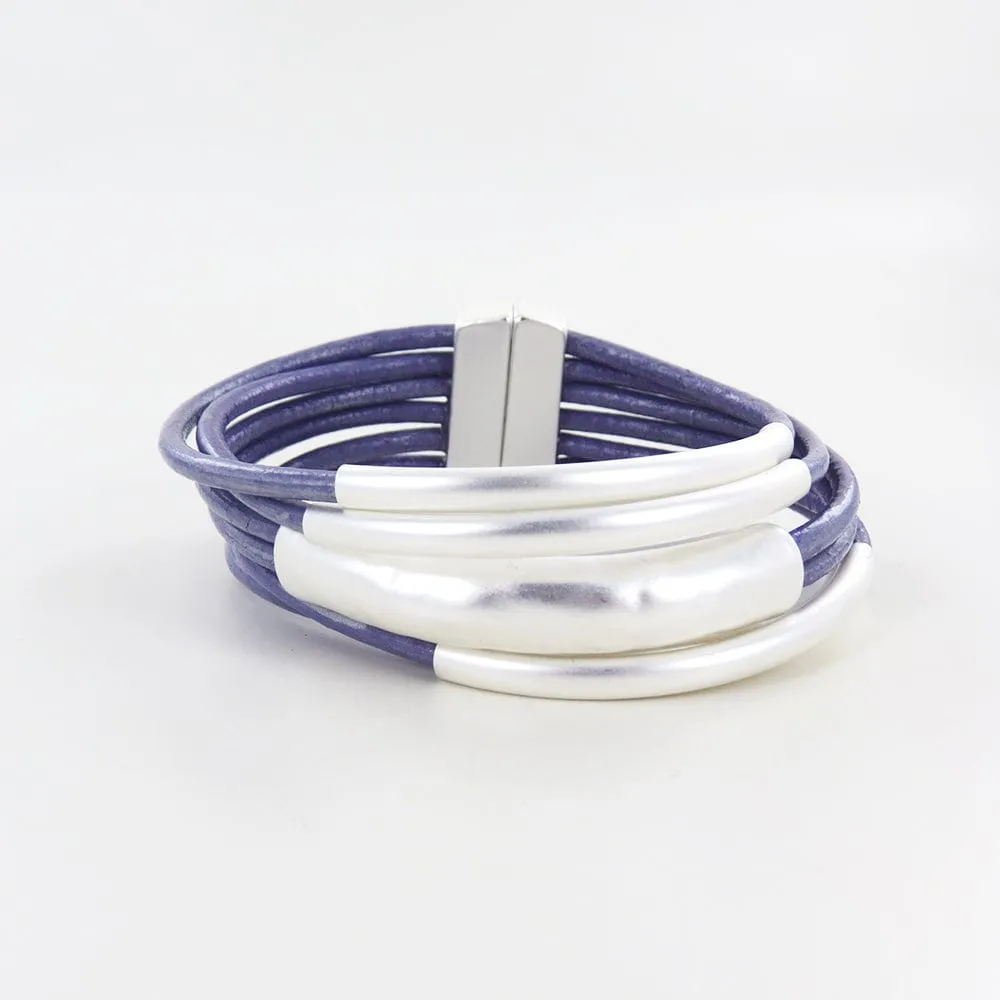 LAVENDER TUBE MATTE SILVER BRACELET