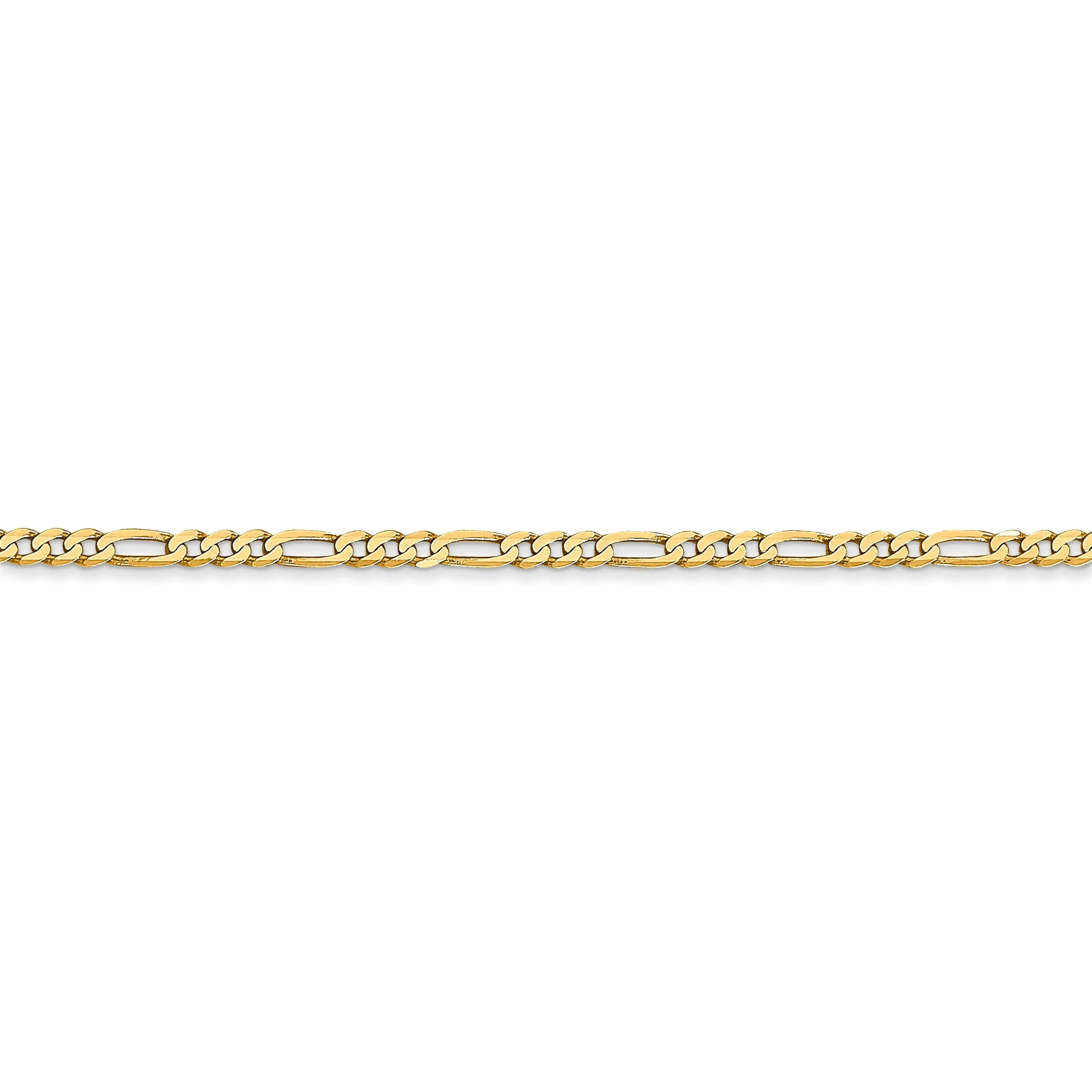 Leslie 14k Yellow Gold 2.25mm Flat Figaro Chain