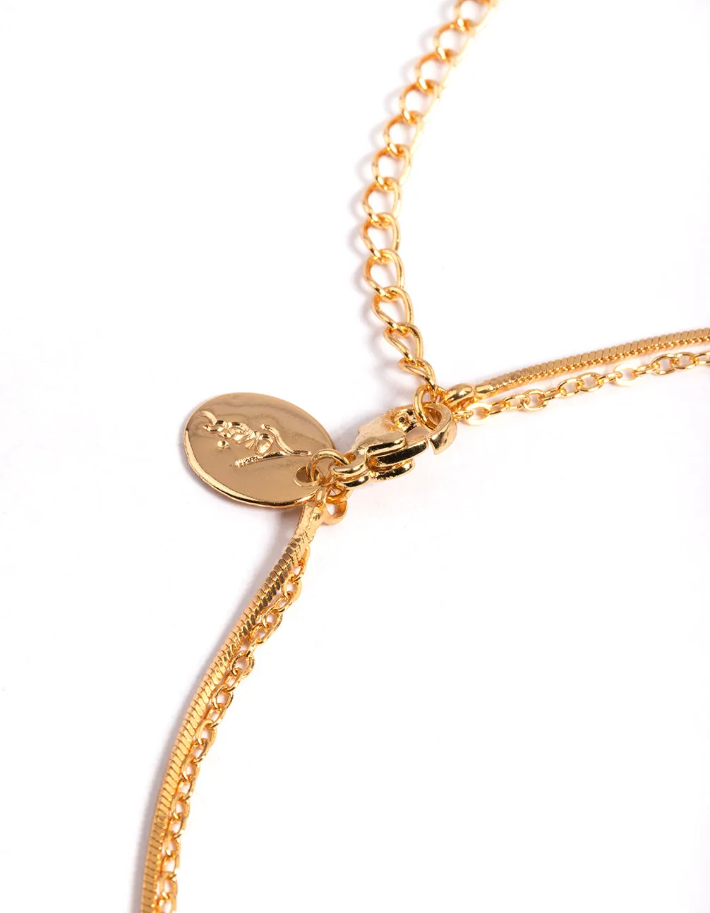 Letter N Gold Plated Layered Diamante Initial Necklace