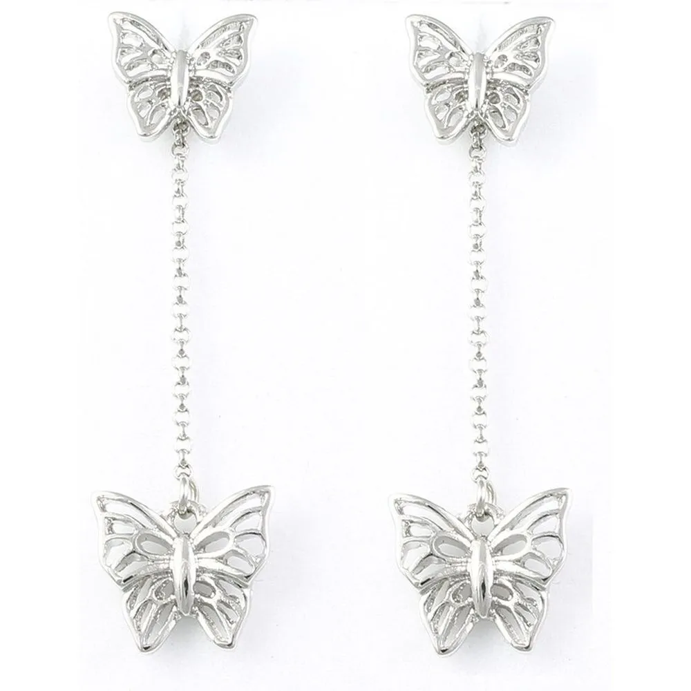 Lila Jewellery Butterfly Long Drop Earrings