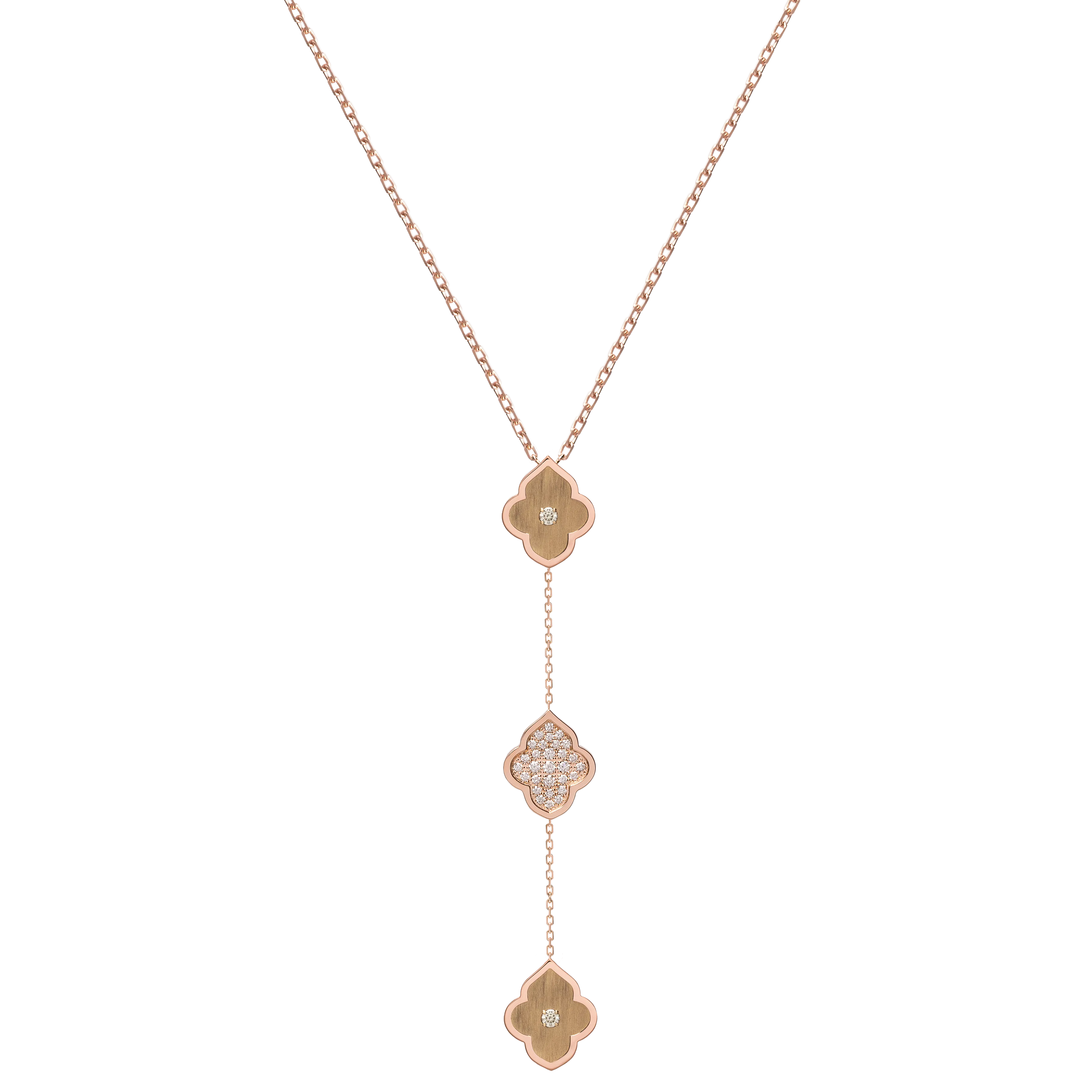 LUCE COLOUR - NECKLACE ROSE GOLD PAVE & 2 DIAMONDS S