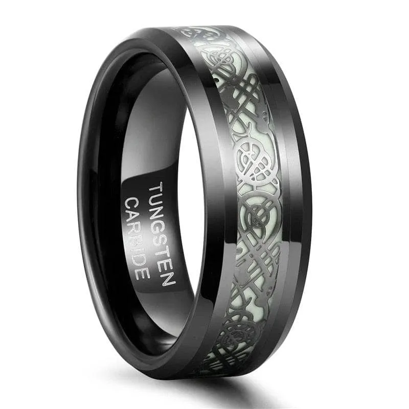 Luminous Dragon Inlay Men's Tungsten Wedding Band