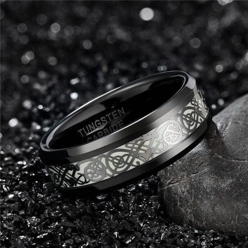 Luminous Dragon Inlay Men's Tungsten Wedding Band