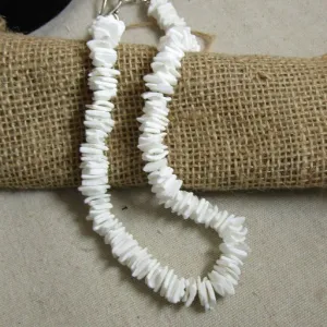 Man's White Clam Sea Shell Chip Necklace