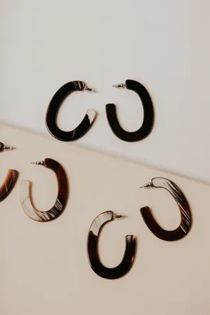 Marble Pattern Hoop Earrings in Brown