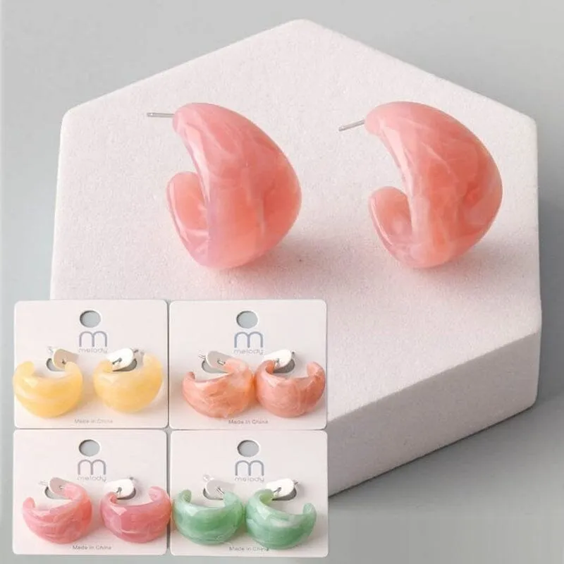 Marble Resin Wide Earrings 36640-1 (12 units)