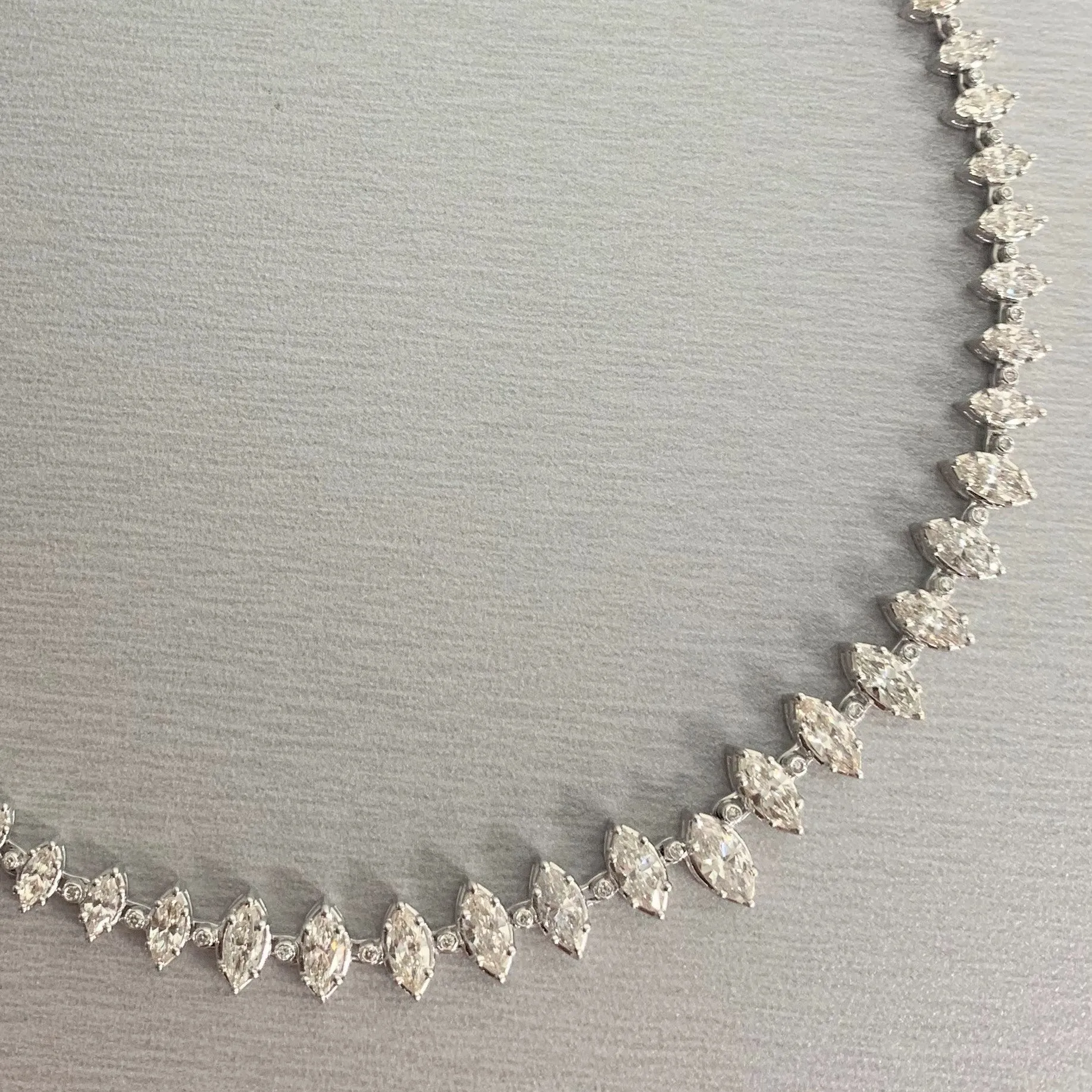 Marquise Diamond Tennis Necklace (9.45 ct Diamonds) in White Gold