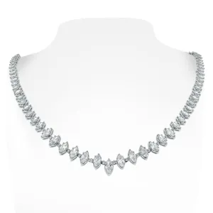 Marquise Diamond Tennis Necklace (9.45 ct Diamonds) in White Gold