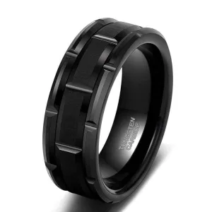 Men's Tungsten Wedding Band with Brick Pattern