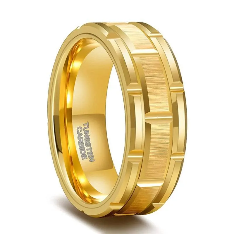 Men's Tungsten Wedding Band with Brick Pattern