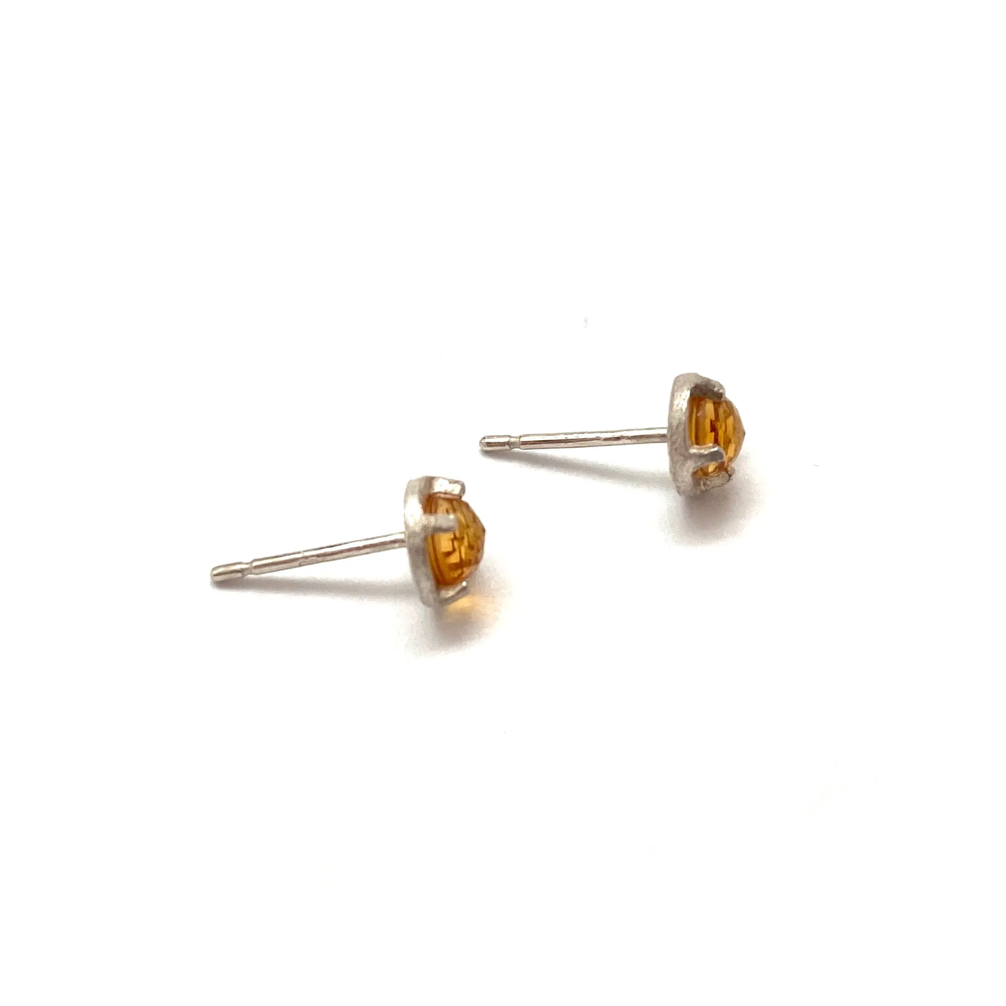 Mini Carved Studs - Citrine